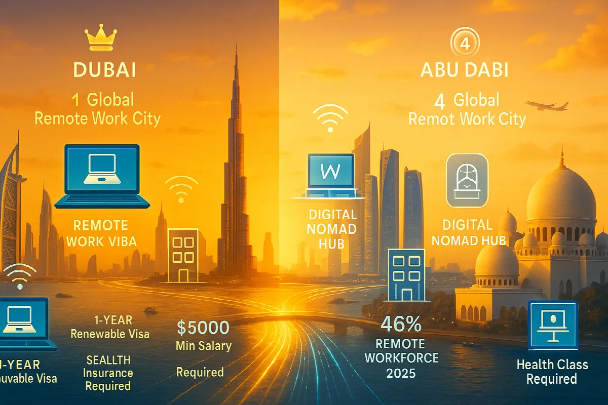 Dubai Abu Dhabi Remote Work Cities Skyline Digital Nomad Hubs