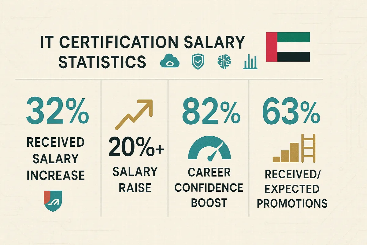UAE IT certification salary increase statistics infographic showing career and financial benefits