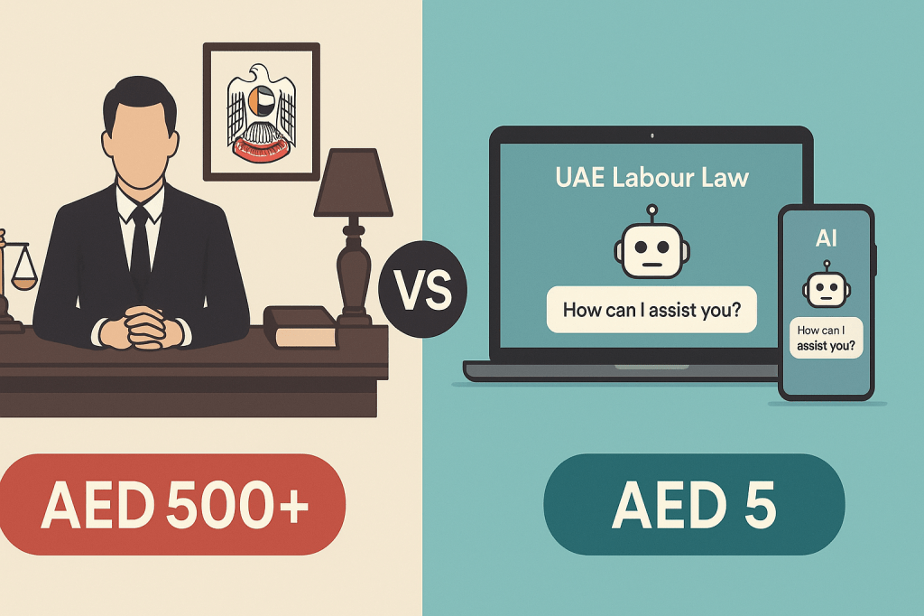 Cost comparison between traditional lawyer consultation and UAE Labour Law AI assistant