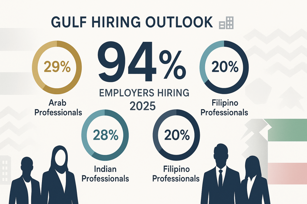 UAE and GCC hiring statistics showing 94% of employers planning to recruit with nationality breakdown