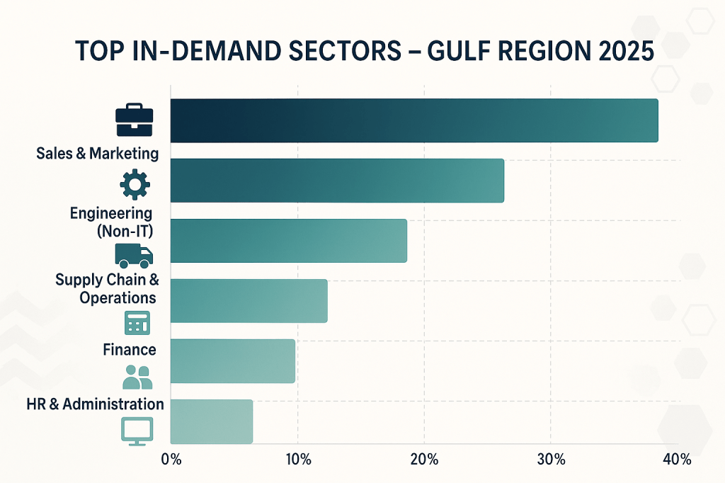 Bar chart showing most in-demand job sectors across UAE and GCC region