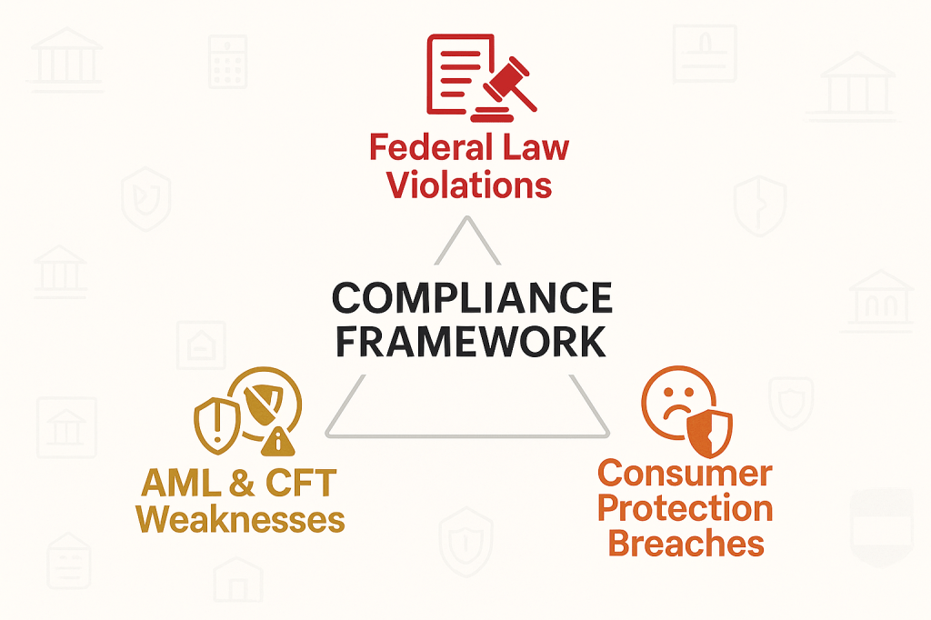 Three main compliance violation categories identified by UAE Central Bank inspections