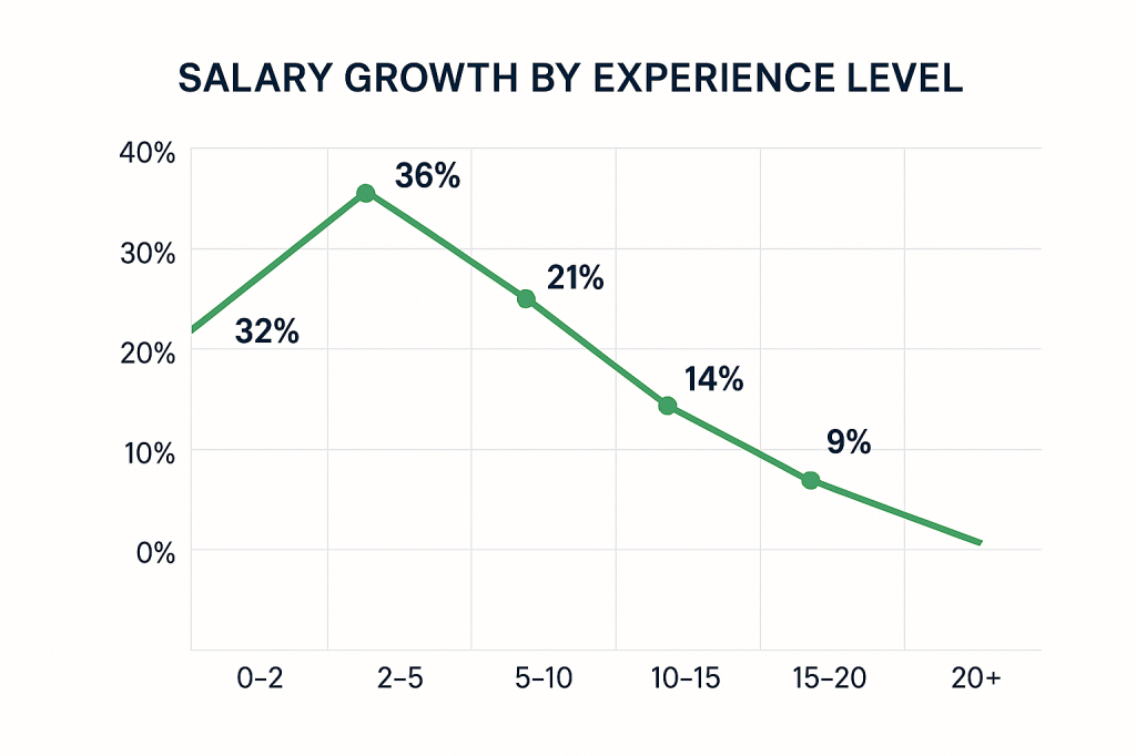 Dubai salary growth chart by years of experience