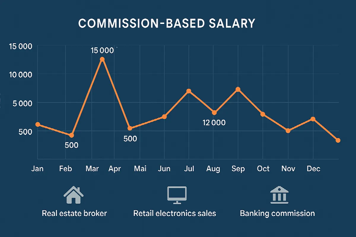 Income volatility chart showing monthly commission earnings fluctuations for UAE workers