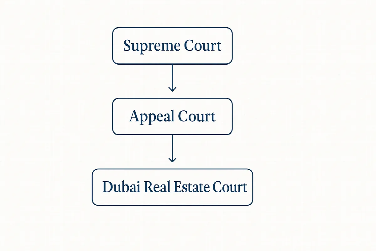 Dubai court system hierarchy for property disputes
