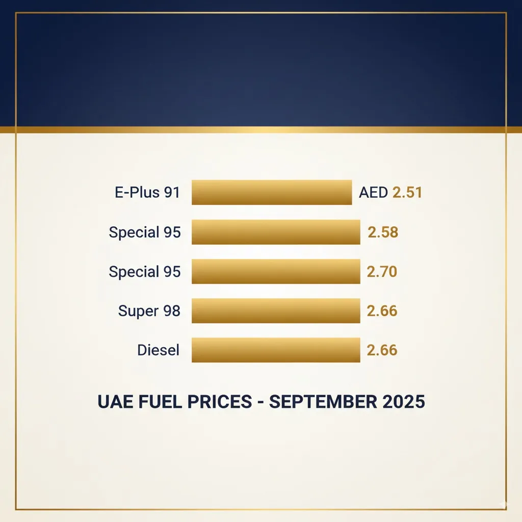UAE fuel prices September 2025 comparison chart showing rates for different fuel types