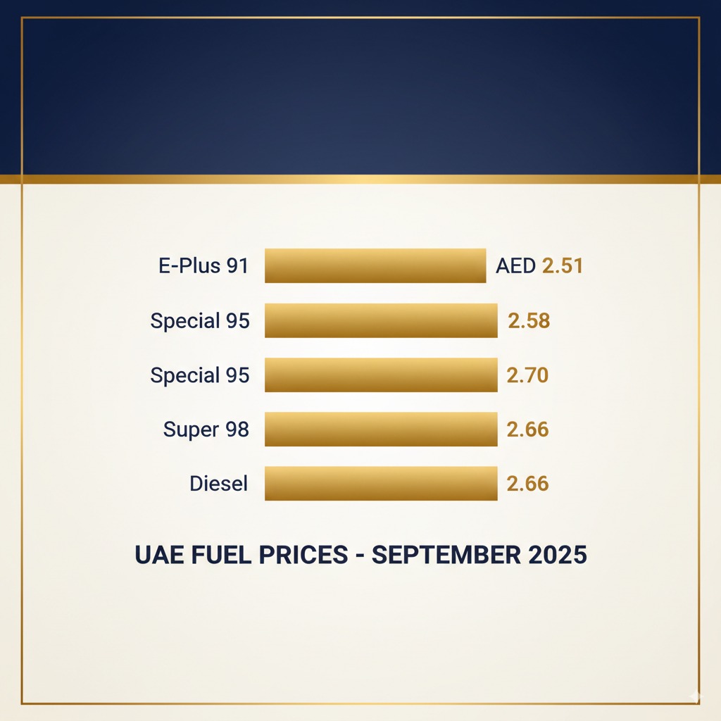 UAE fuel prices September 2025 comparison chart showing rates for different fuel types