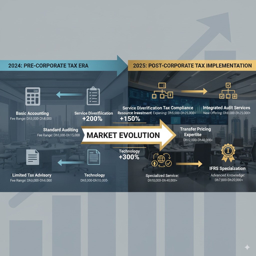 Infographic showing transformation of UAE professional services market due to corporate tax introduction