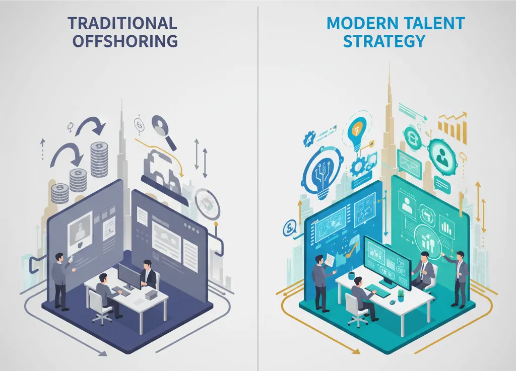 Evolution of offshore industry business strategies from cost-cutting to talent access