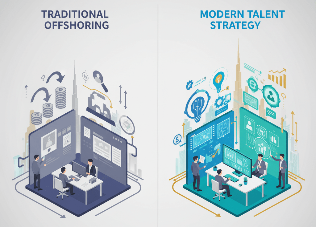 Evolution of offshore industry business strategies from cost-cutting to talent access