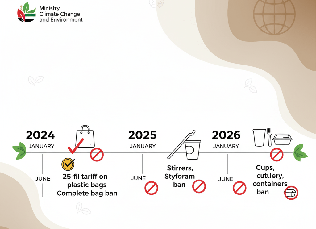 UAE single-use plastic ban timeline and implementation phases
