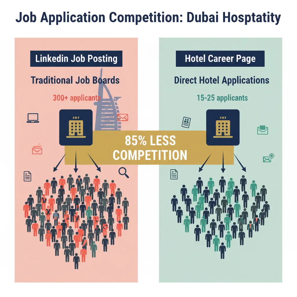 Competition comparison between LinkedIn job postings and direct hotel career pages