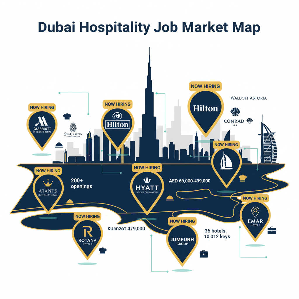 Major Dubai hotel chains actively hiring with salary ranges and job openings