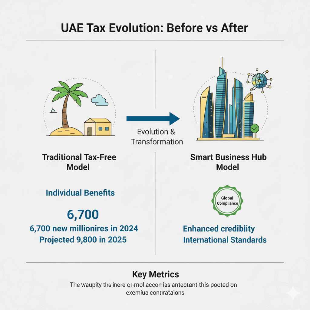 UAE business model evolution comparison showing transformation to smart business hub
