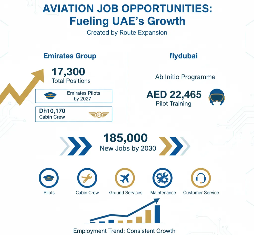 Aviation employment opportunities showing job growth from Emirates and flydubai expansion