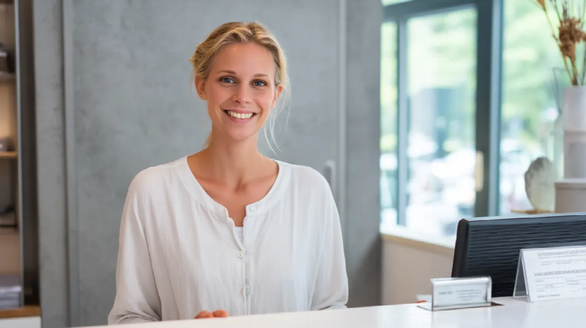 English-speaking doctor consulting with international patient in modern Munich medical practice