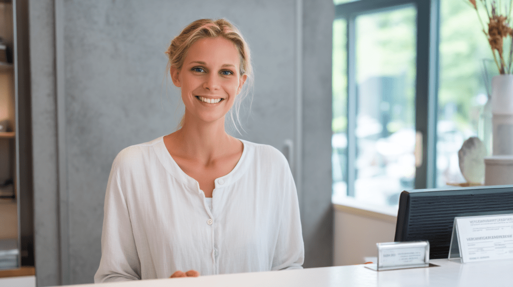 English-speaking doctor consulting with international patient in modern Munich medical practice