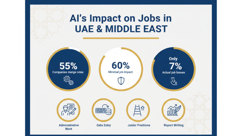 Infographic showing AI job impact statistics in UAE and GCC regions