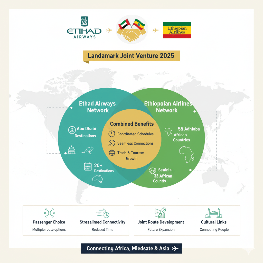 Etihad Airways and Ethiopian Airlines joint venture benefits showing 55 African destinations and enhanced connectivity