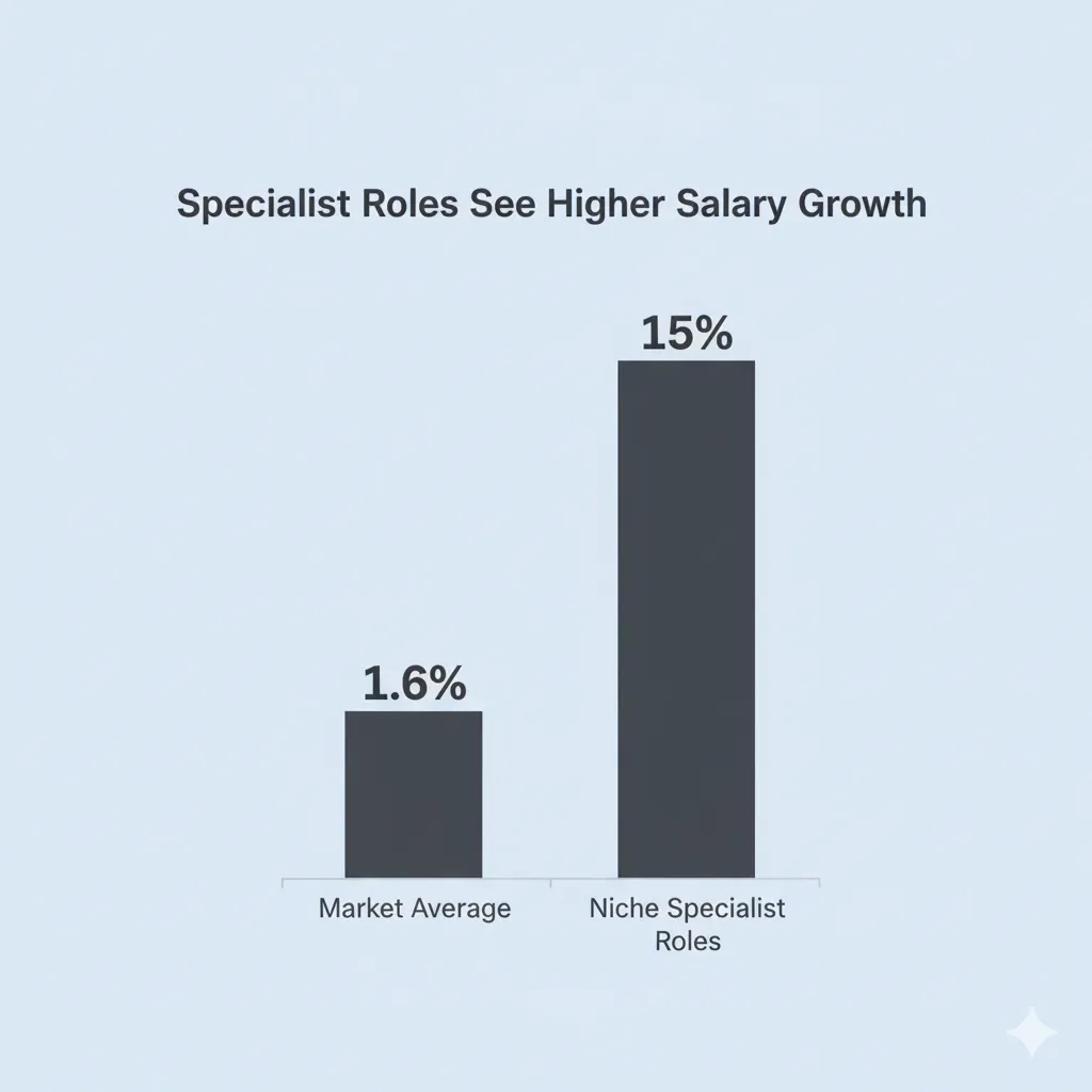 A bar chart comparing the 15% salary growth for specialist roles to the 1.6% market average in the UAE.