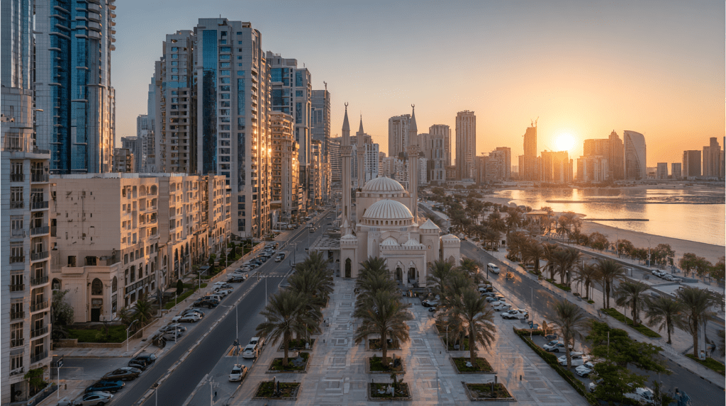 Sharjah residential and commercial properties representing the rental market affected by 2025 lease exemption programme