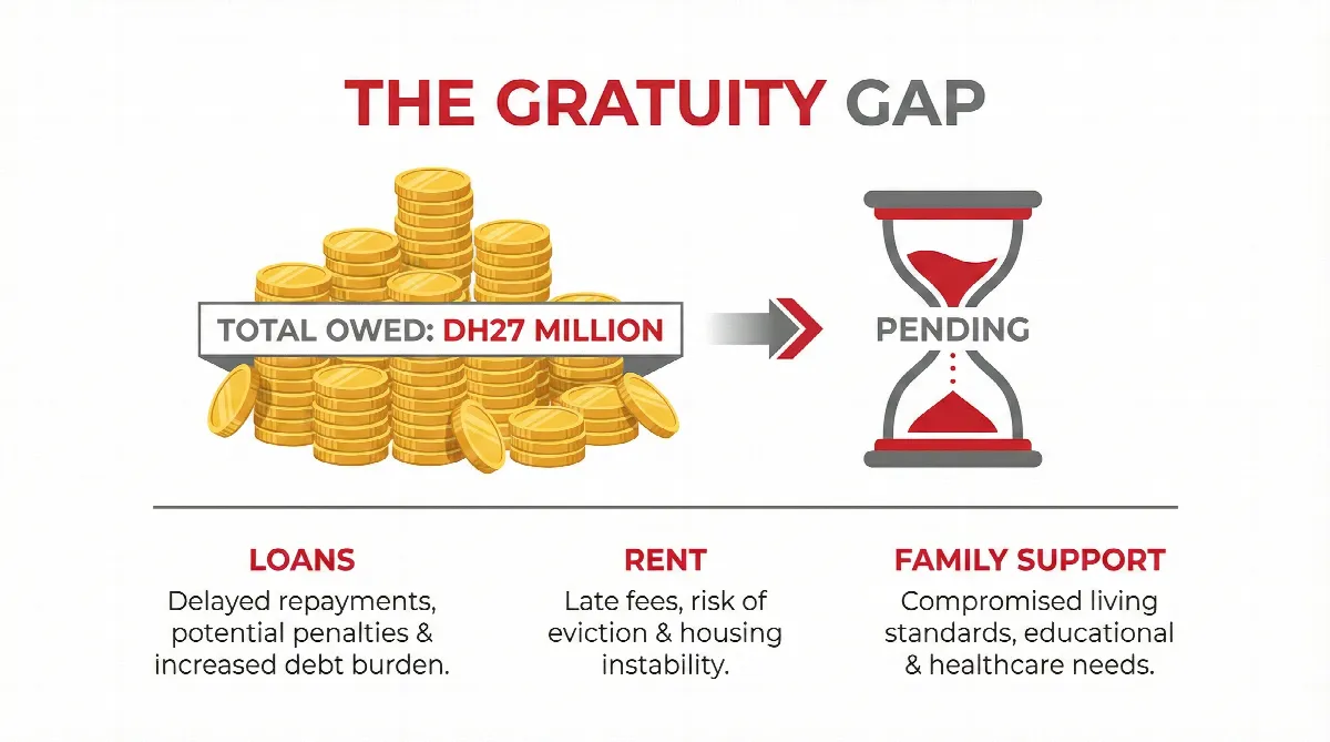 Illustration of UAE labour rights regarding dismissal and compensation.
