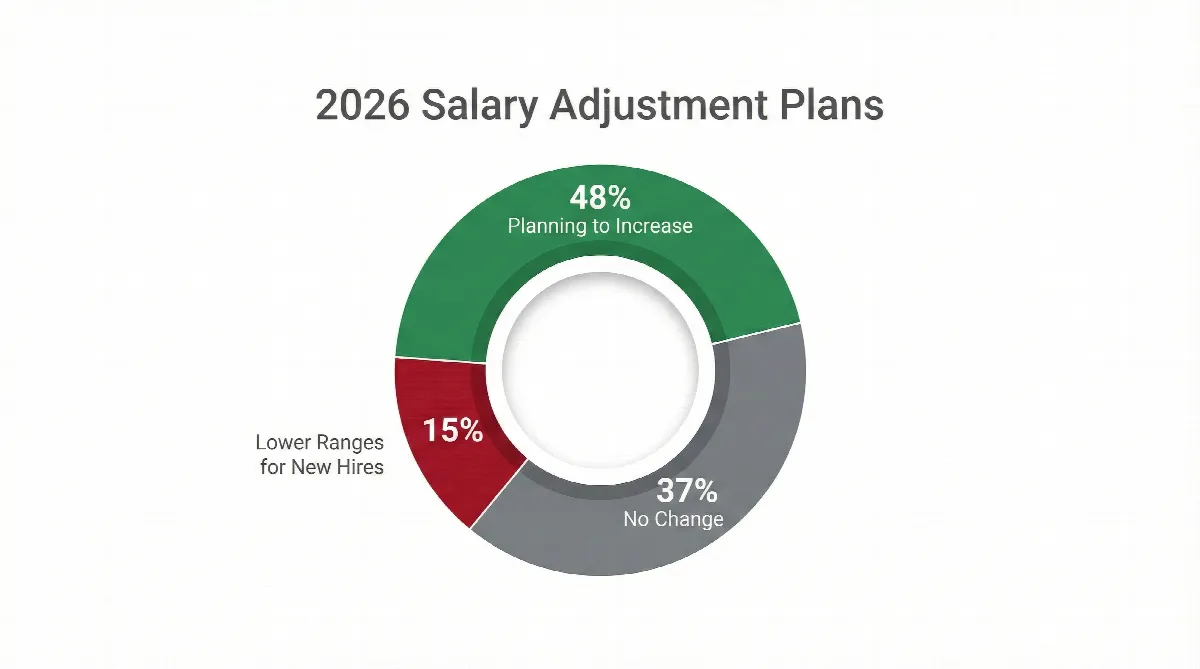 Donut chart showing that 48% of UAE companies plan to increase salaries in 2026.