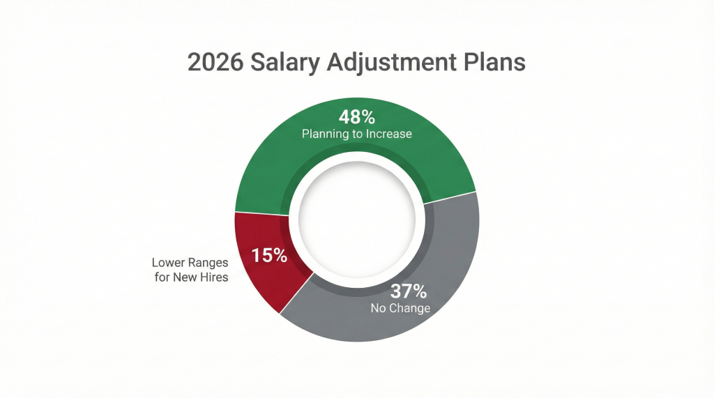 Donut chart showing that 48% of UAE companies plan to increase salaries in 2026.