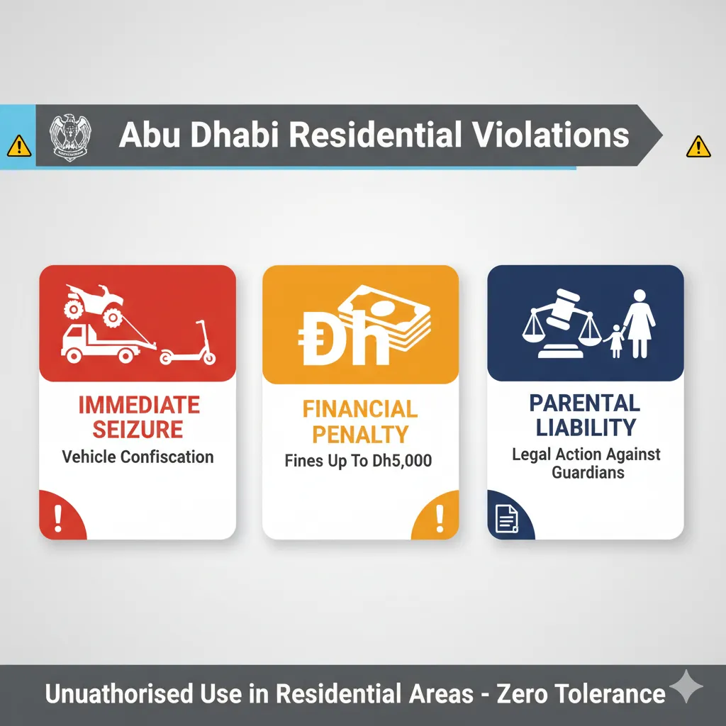 Three main penalties for unauthorised quad bike and e-scooter use in Abu Dhabi residential areas including Dh50,000 fines