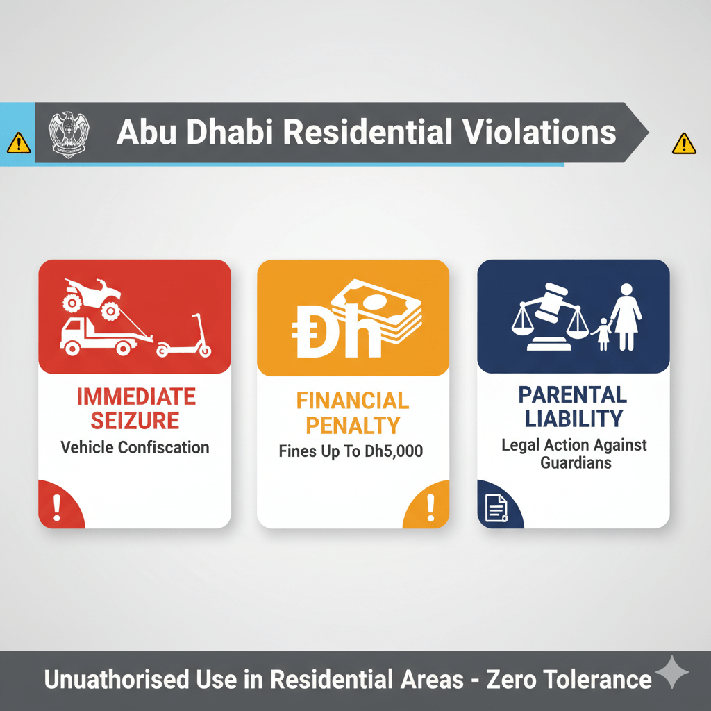 Three main penalties for unauthorised quad bike and e-scooter use in Abu Dhabi residential areas including Dh50,000 fines