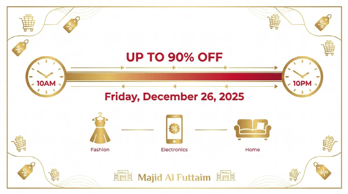 DSF 12-Hour Flash Sale timeline showing 10am to 10pm shopping window with up to 90% discounts