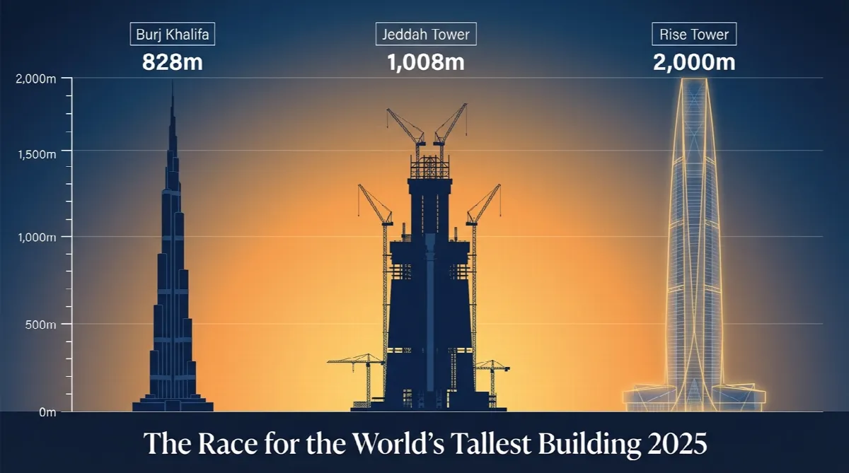 Jeddah Tower under construction reaching towards the sky in Saudi Arabia