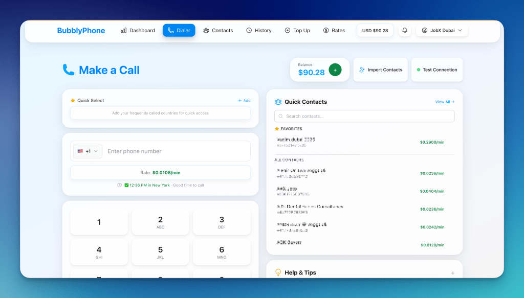 Bubblyphone dashboard